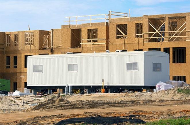 office trailers and equipment rental at a construction site in Baytown